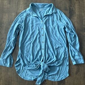 Motherhood Maternity Blue Button Shirt with Tie Size Medium